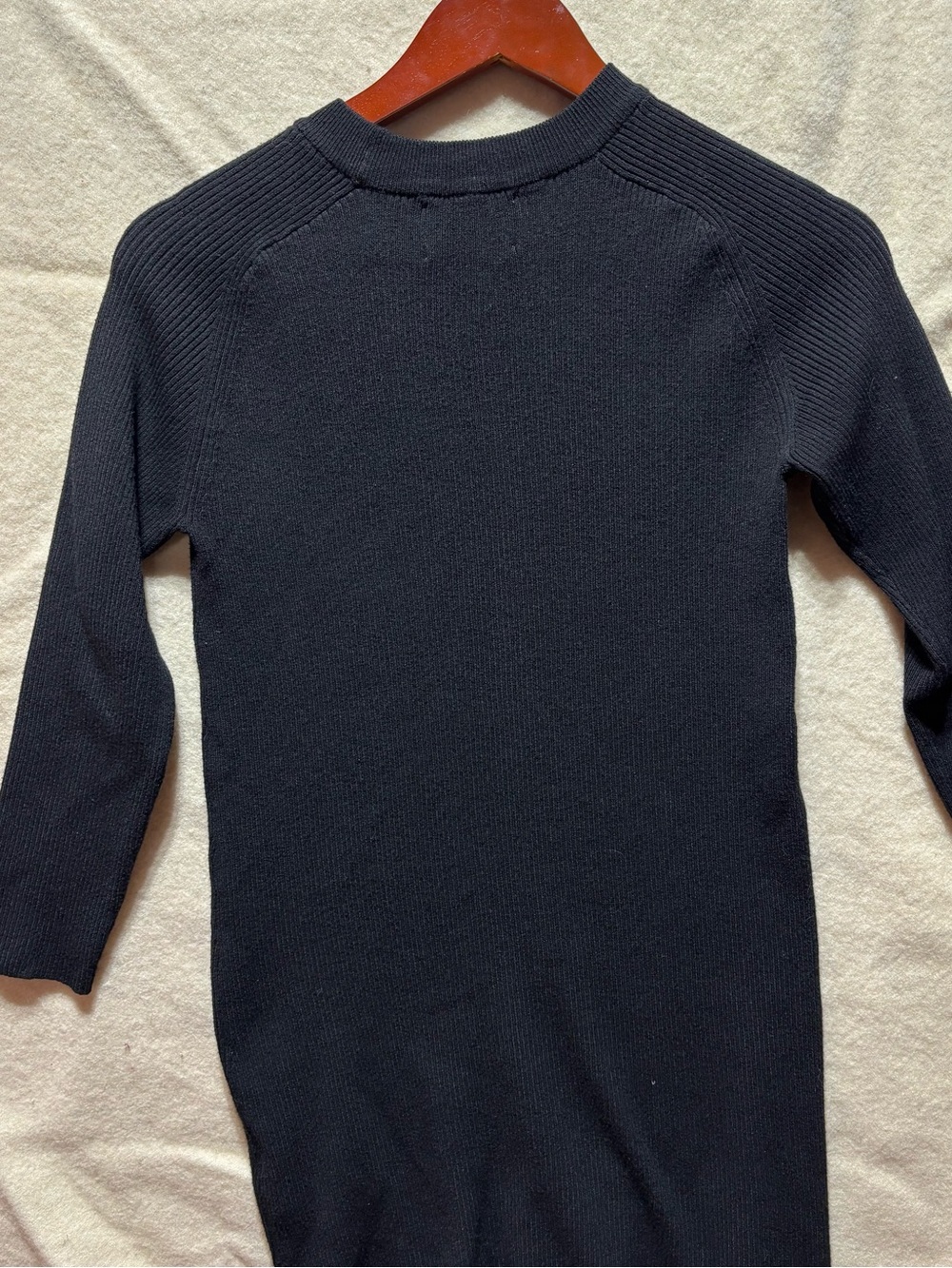 Zara Girls Black Ribbed Knit Sweater Dress Size 11-12 Minimalist Long Sleeve - Picture 4 of 8